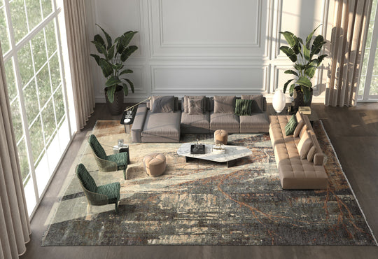 10'x14' Gray Hand Knotted Modern & Contemporary Tibetan Wool & Silk Oriental Area Rug