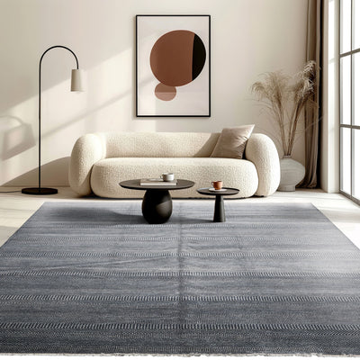 9x12 Blue, White, Color Hand Knotted Textured wool & Silk Contemporary Oriental Rug