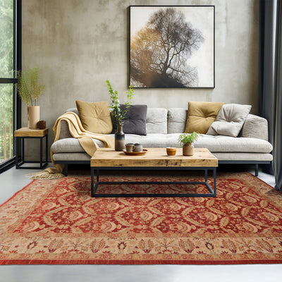 6x9 Rust, Beige, Orange Color Hand Knotted  Wool Traditional Oriental Rug