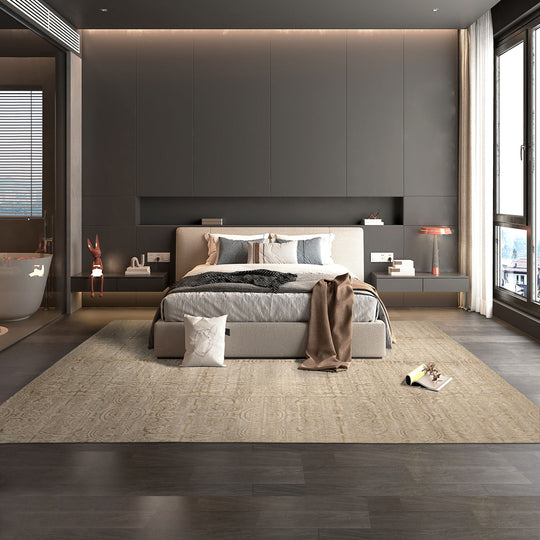 LoomBloom 10'x13'9" Beige Hand-Knotted Tibetan Wool & Silk Transitional Oriental Rug