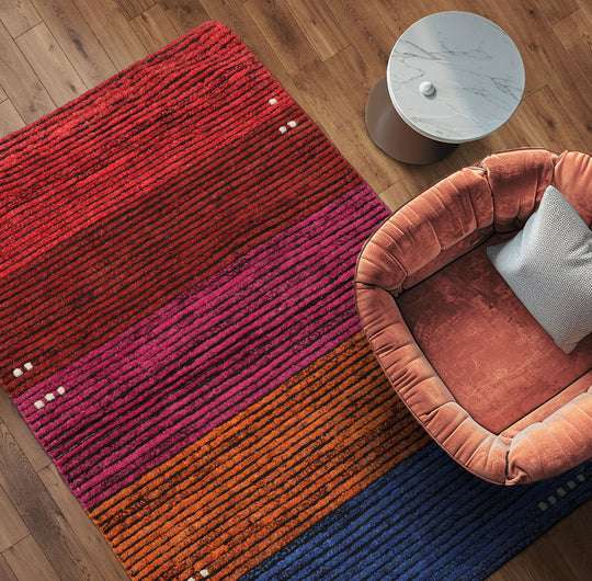 Tufenkian 3'3''x5' Orange Hand-Knotted Modern Tibetan Wool Oriental Rug