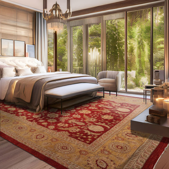 LoomBloom 12'5''x18' Rusty Red Hand-Knotted Traditional Peshawar 200 KPSI Wool Oriental Rug