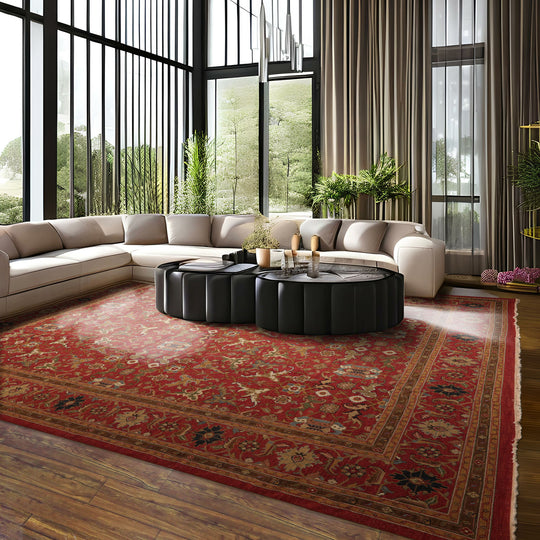 12'3''x14'9" Rusty Red Hand-Knotted Nourison Nourmak Sumak Traditional Wool Oriental Rug