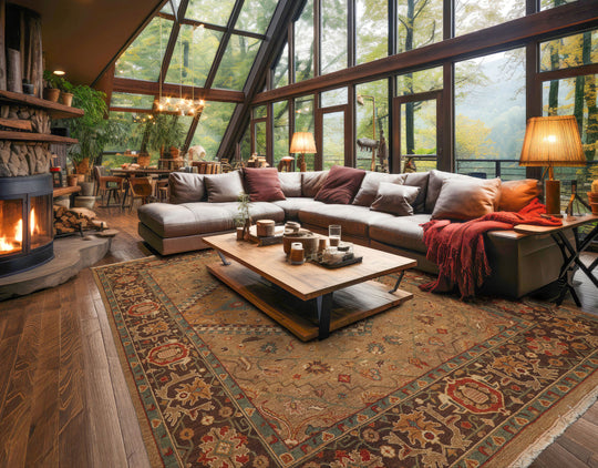 8'7''x11'5" Khaki Hand-Knotted Nourison Nourmak Soumak Traditional Reversible Wool Oriental Rug