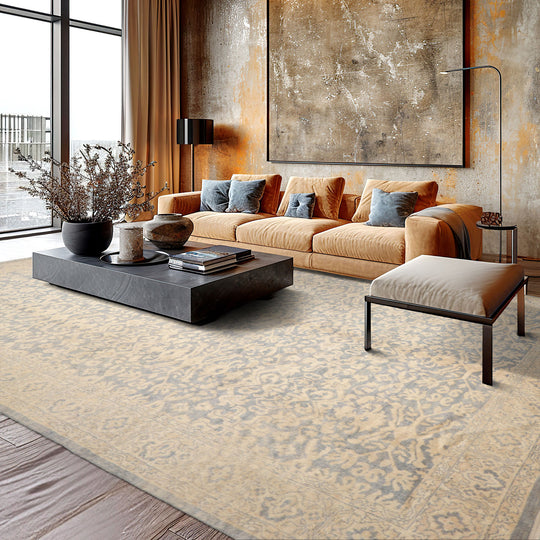 LoomBloom 9'11''x13'10" Aqua Hand-Knotted Traditional Oushak Wool Oriental Rug