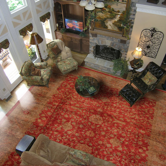 LoomBloom 10'5''x13'7" Rust Hand-Knotted Traditional Peshawar Wool Oriental Rug