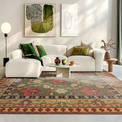 8x10 Green, Rose, Gold Color Hand Tufted Donegal Wool Arts & Crafts/Mission Oriental Rug