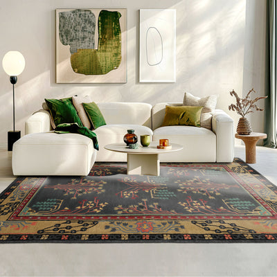 5x8 Graphite Pistachio Coral Color Hand Tufted Donegal Wool Arts & Crafts/Mission Oriental Rug