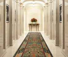 LoomBloom Multi Size Green Hand Knotted Arts & Crafts/Mission Donegal  Wool Oriental Area Rug