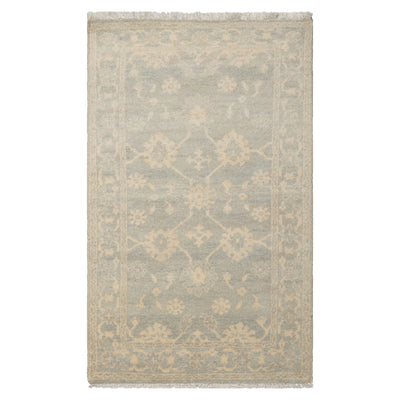 3x5 Ivory, Celadon, Color Hand Knotted Afghan Oushak Wool Transitional Oriental Rug