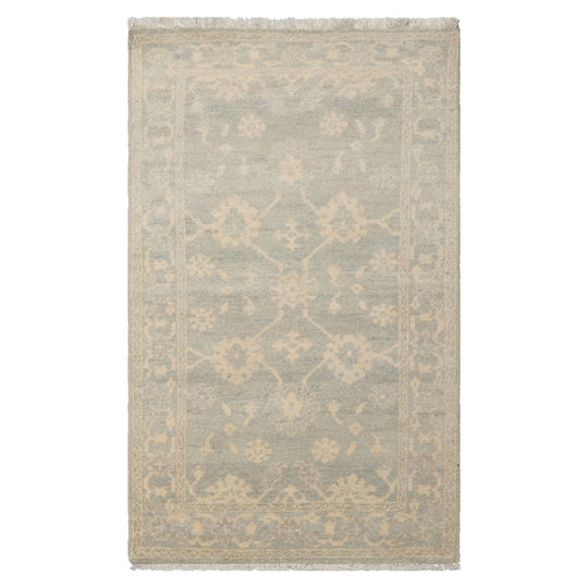 LoomBloom 3x5 Ivory Hand Knotted Afghan Oushak Transitional  Wool Oriental Area Rug