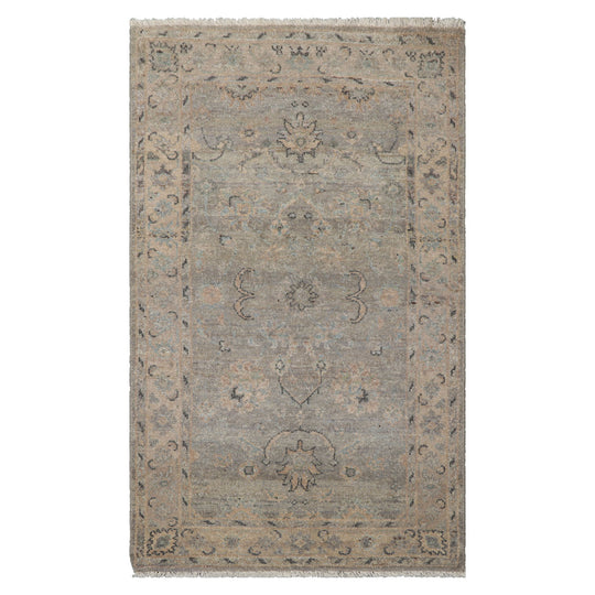 LoomBloom 3x5 Gray Hand Knotted Afghan Oushak Transitional  Wool Oriental Area Rug