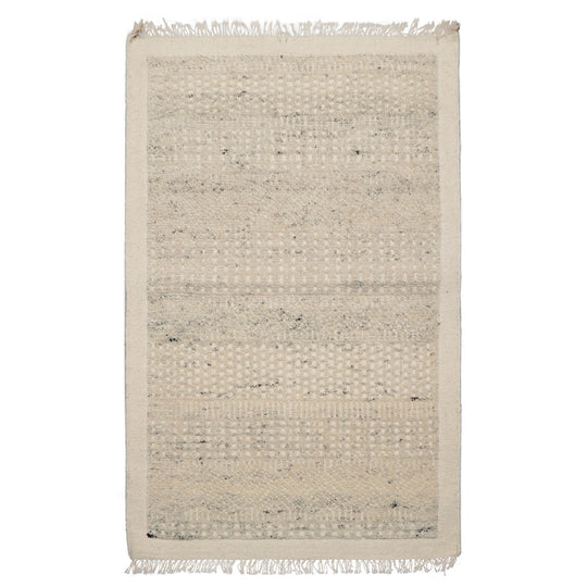 LoomBloom 3x5 Hand Woven Wool Ivory Tribal Modern Rug