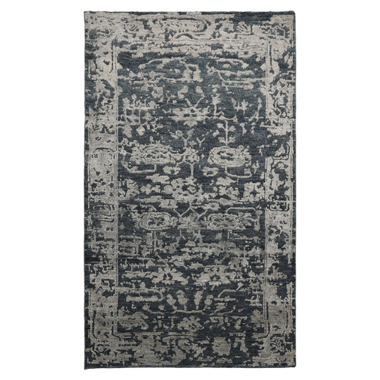 LoomBloom 3x5 Hand Knotted Wool and Silk Blue Tibetan Contemporary Rug