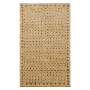 3x5 Beige, Gold, Brown Color Hand Knotted Gabbeh Wool Modern Oriental Rug
