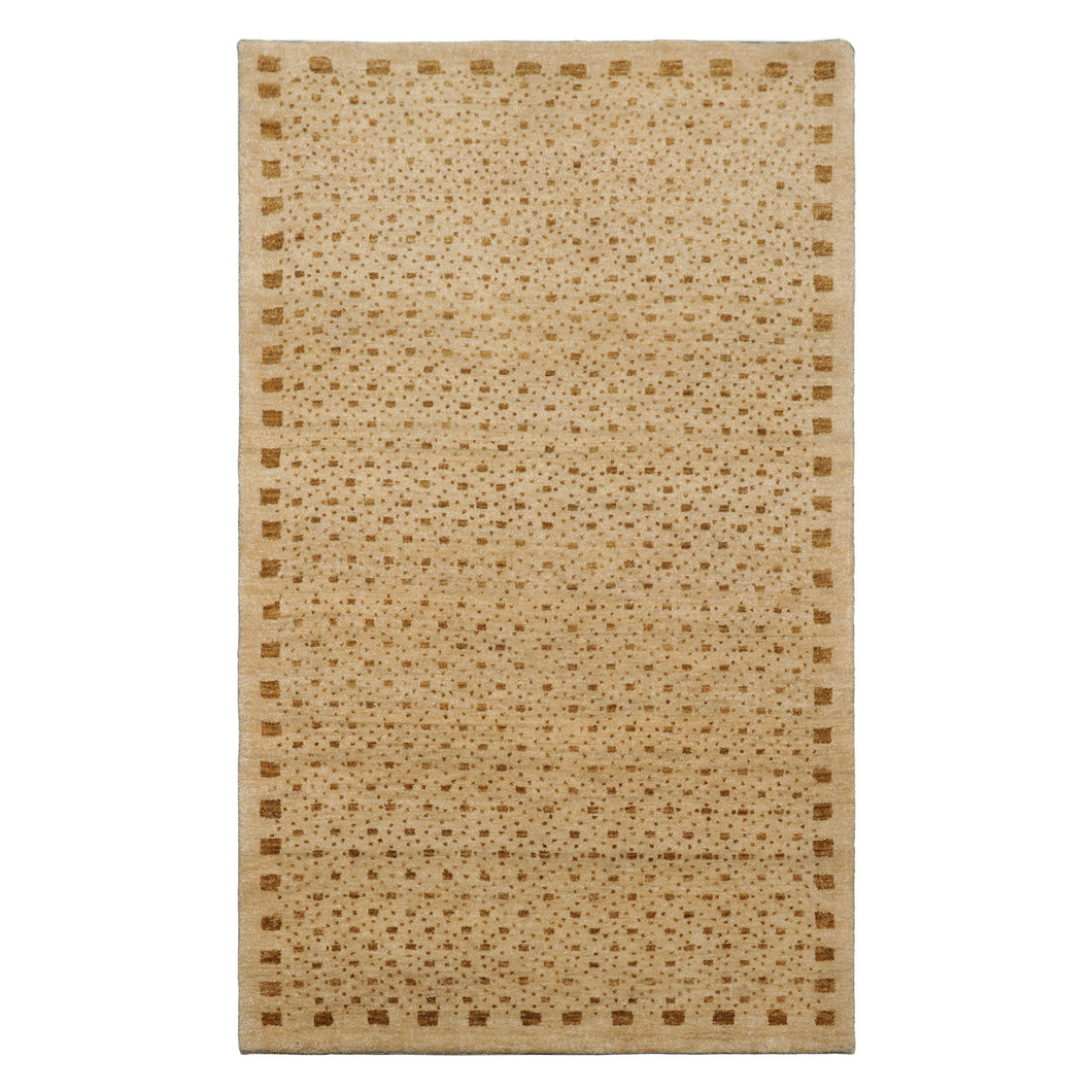 3x5 Beige, Gold, Brown Color Hand Knotted Gabbeh Wool Modern Oriental Rug