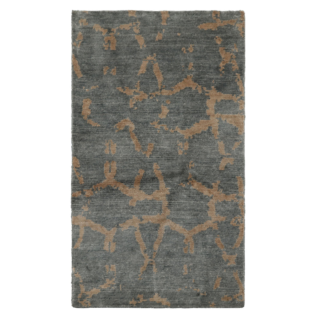 3x5 Blue, Baige, Slate Color Hand Knotted Tibetan Wool Modern Oriental Rug