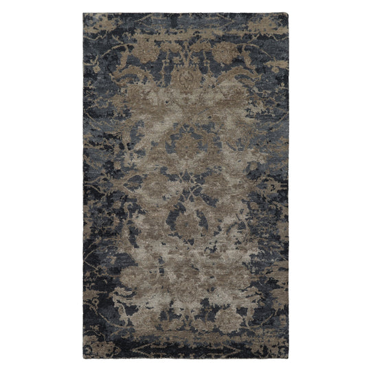 LoomBloom 3x5 Hand Knotted Wool and Silk Gray Tibetan Modern Rug