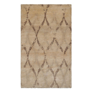 3x5 Tan, Brown, Beige Color Hand Knotted Tibetan Bamboo Silk Modern Oriental Rug