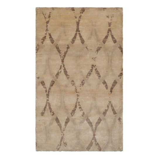 LoomBloom 3x5 Hand Knotted Bamboo Silk Tan Tibetan Modern Rug