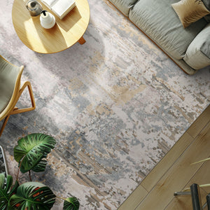 8x10 Gray, Ivory, Slate Color Hand Knotted Sherpa Wool and Silk Modern Oriental Rug
