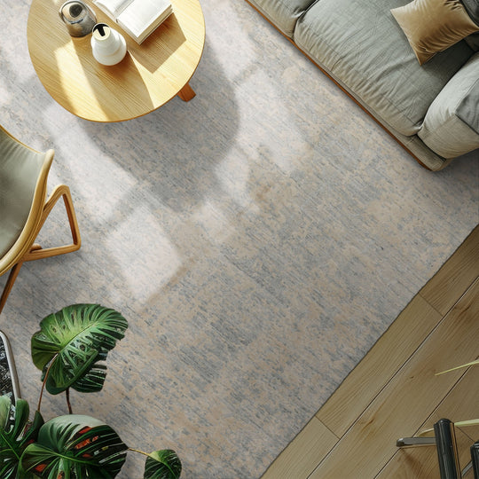 loomBloom 8x10 Ivory, Slate Hand Loomed Tibetan Sherpa Modern Abstract Wool and Silk Oriental Area Rug