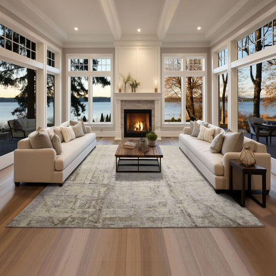 loomBloom 8x10 Lavender, Mint Hand Loomed Tibetan Sherpa Modern Abstract Wool and Silk Oriental Area Rug