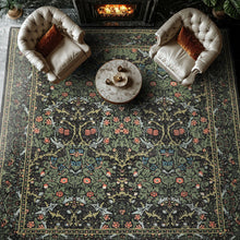 Multi Size Charcoal Sage Rose Color Hand Hooked William Morris Wool Traditional Oriental Rug