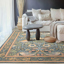 Multi Size Teal Aqua Peach Color Hand Hooked William Morris Wool Traditional Oriental Rug