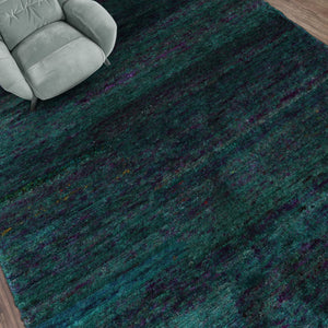 4x6 Turquoise, Purple, Gold Color Hand Knotted Gabbeh Silk Contemporary Oriental Rug