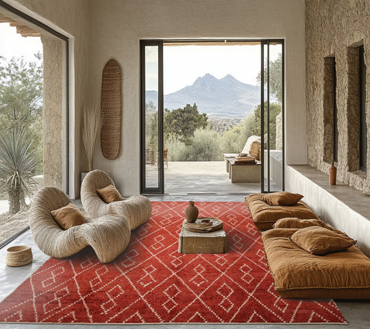 loomBloom 8'10''x11'5" Burnt Orange Hand Knotted Moroccan Tribal Geometric Wool Oriental Area Rug