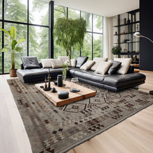 9x12 Beige, Gray, Brown Color Hand Woven Flatweave Wool Tribal Oriental Rug