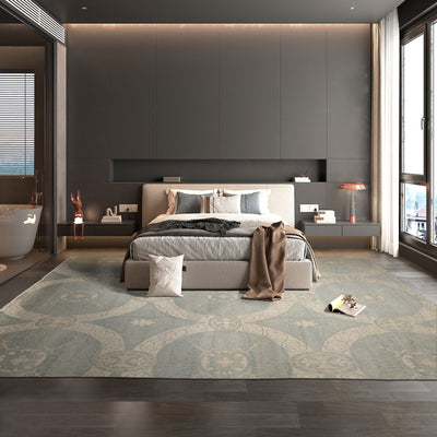 12x15 Ivory, Sea Foam, Color Hand Knotted All-Over Wool Transitional Oriental Rug