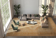 Oversize Tan, Beige, Blush Color Hand Knotted Medallion Wool Traditional Oriental Rug