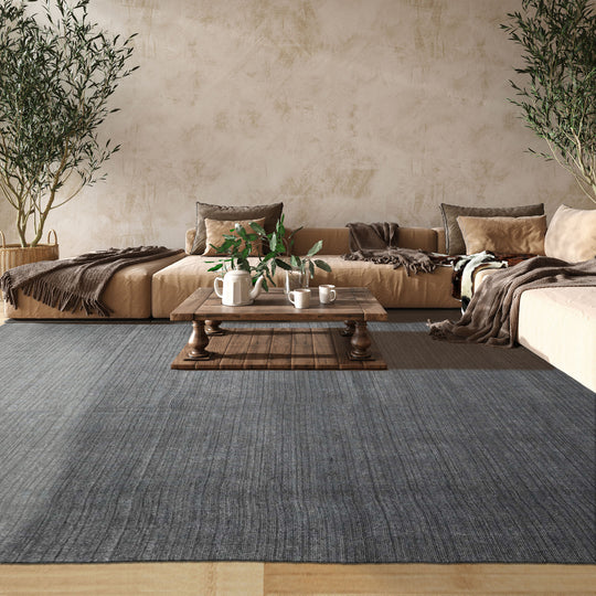 loomBloom 12'x14'9" Gray Hand Knotted Ribbed Contemporary Oushak Wool Oriental Area Rug