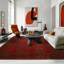 Square Brown, Coral, Color Hand Knotted Floral Wool Transitional Oriental Rug
