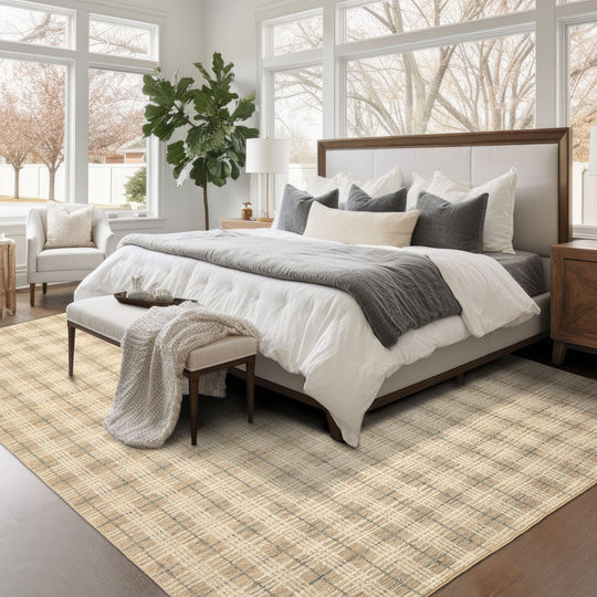 4x6 Hand Loomed Wool Taupe, Ivory Contemporary Textured Handmade Rug