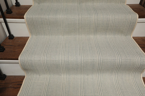 Multi Size Ivory  Light Blue Color Hand Loomed Flatweave Wool Modern Oriental Rug