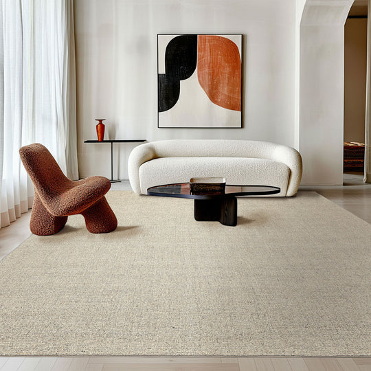 4x6 Hand Loomed Wool Ivory, Gray Contemporary Textured Rug
