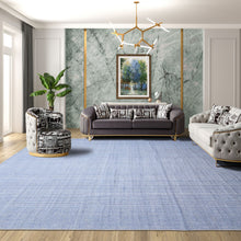 Multi Size Tone on Tone Blue Color Hand Loomed Berber Wool Contemporary Oriental Rug