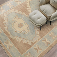 3x5 Camel, Ivory, Aqua Color Hand Knotted Turkish Wool Arts & Crafts/Mission Oriental Rug