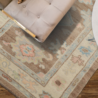 3x5 Camel, Ivory, Blush Color Hand Knotted Turkish Wool Arts & Crafts/Mission Oriental Rug