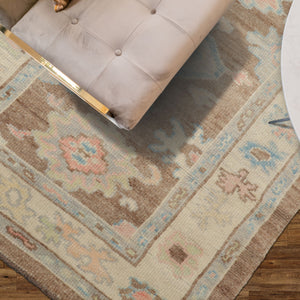 3x5 Camel, Ivory, Blush Color Hand Knotted Turkish Wool Arts & Crafts/Mission Oriental Rug