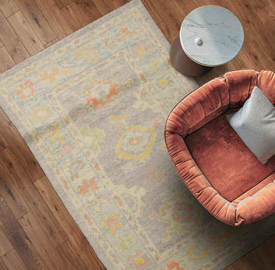 LoomBloom 3x5 Gray  Hand Knotted Turkish Arts & Crafts/Mission Oushak Wool Oriental Area Rug