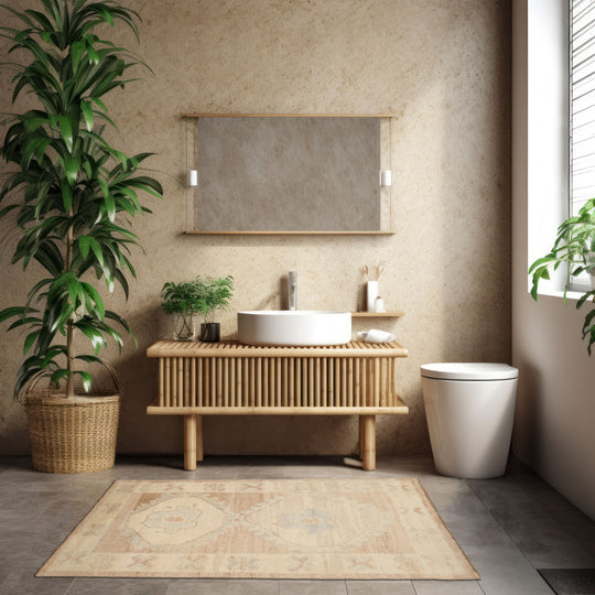 LoomBloom 3x5 Beige Hand Knotted Turkish Arts & Crafts/Mission Oushak Wool Oriental Area Rug