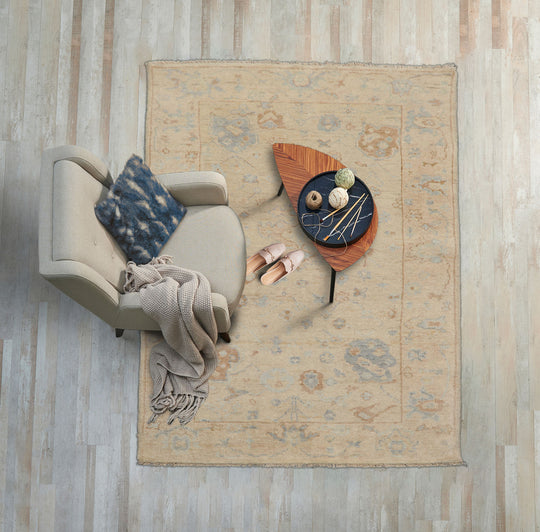 LoomBloom 3x5 Beige Hand Knotted Turkish Arts & Crafts/Mission Oushak Wool Oriental Area Rug