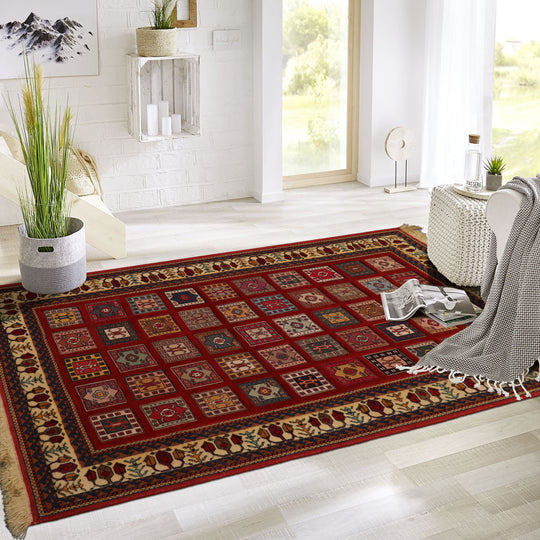 4'4''x6'3" Rust Hand Knotted Shiraz Traditional Panel Wool Oriental Area Rug