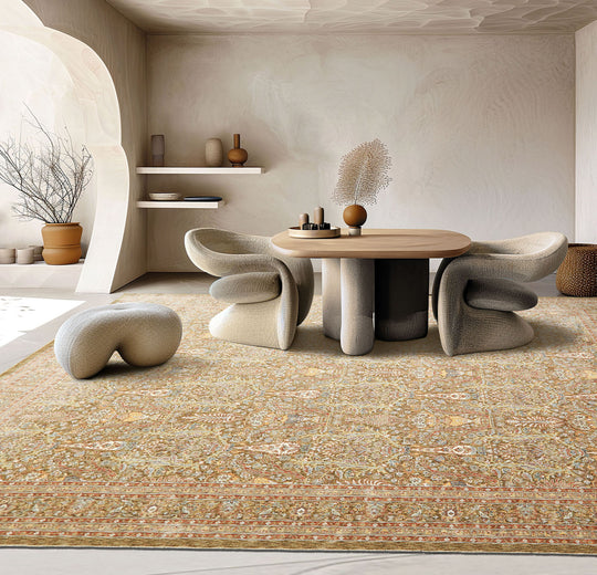 Multi Size Pistachio Machine Made Dense Pile Rug showcasing a Classic Persian Medallion Look with Silky Sheen