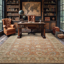 Multi Size Rust Ivory Aqua Color Machine Made Persian Polypropylene Traditional Oriental Rug