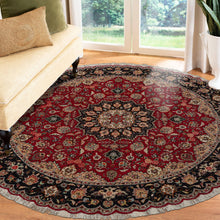 6'7''x6'7'' Round Hand Knotted Wool & Silk Fuschia Tabriz Round Traditional Rug